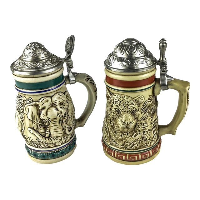 Ceramarte Brazil Beer Steins by Avon - A Pair For Sale