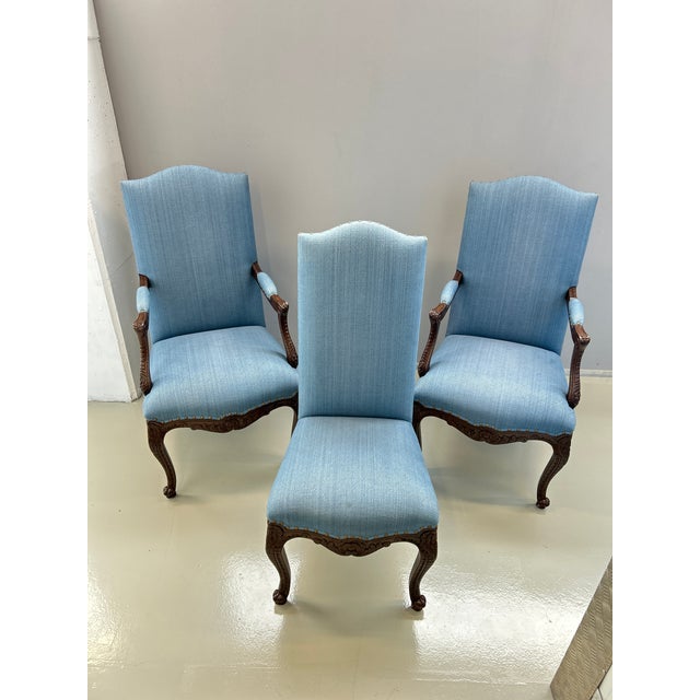 Louis XV Dining Chair in Blue Upholstery For Sale - Image 10 of 11