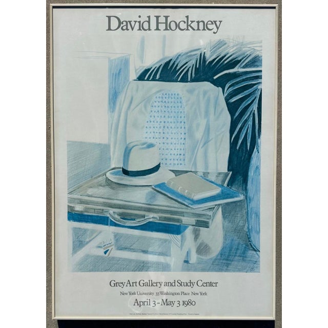 David Hockney Vintage 1980 Lithograph Print Framed Large Exhibition Poster " Still Life, Taj Hotel, Bombay " 1977 For Sale - Image 14 of 15