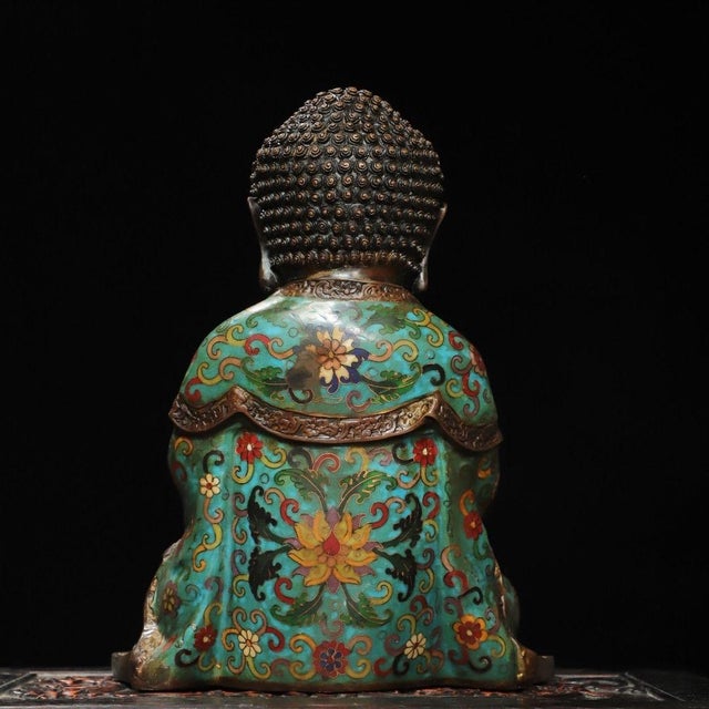 Asian Late 19th Century Cloisonné Enamel Shakyamuni Buddha Statue, 5.01kg For Sale - Image 3 of 9