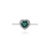 Art Deco Heart Cut Emerald & Diamond Promise Ring Size 7 in 18k White Gold For Sale - Image 4 of 16