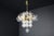 Gold Mid-Century Chandelier with Brass Fixture and Glass Globes attributed to Preciosa, Czechia, 1960s For Sale - Image 8 of 16