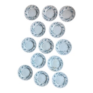 1950s Staffordshire England Myott Forget-Me-Not 6 1/8” Plates - Set of 13 For Sale