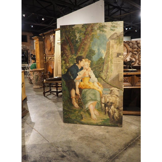 The Flute Lesson, Antique French Oil Painting After François Boucher Circa 1850 For Sale - Image 18 of 18