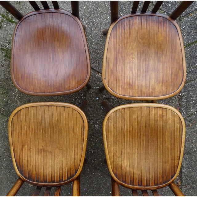 Bistro Bentwood Chairs by Fischel France, 1935, Set of 6 For Sale - Image 11 of 14