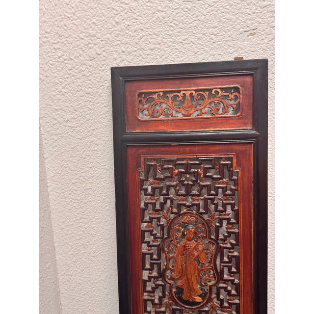 Late 19th Century Antique Chinese Carved Wood Window Panels, Pair For Sale - Image 5 of 12
