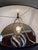 Vintage Mid Century Black + White Hand Painted/Glazed Pottery Table Lamp For Sale - Image 10 of 14