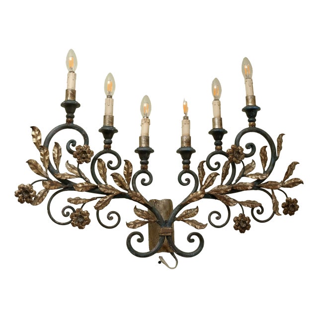 Floral Wall Lamp with 6 Bulbs For Sale