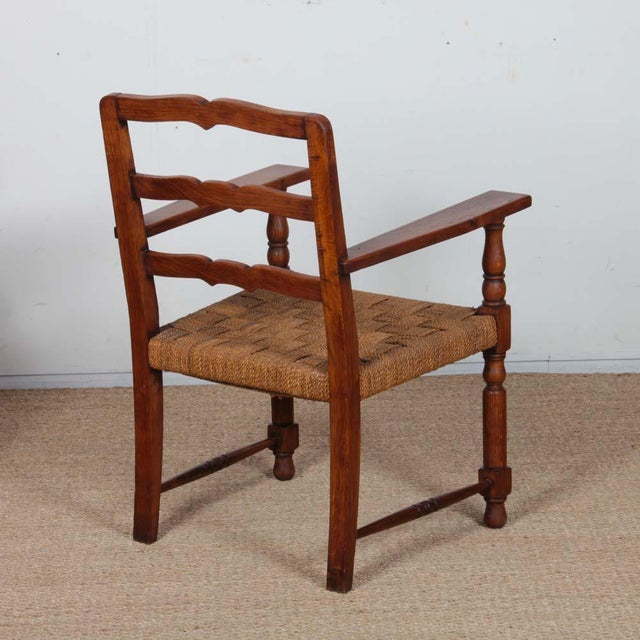 Oak and Rope Armchairs, French Work from the 1940s, Set of 2 For Sale - Image 3 of 8