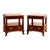 Pair of Vintage Bassett Glass Top Cherry End Tables With Drawers For Sale