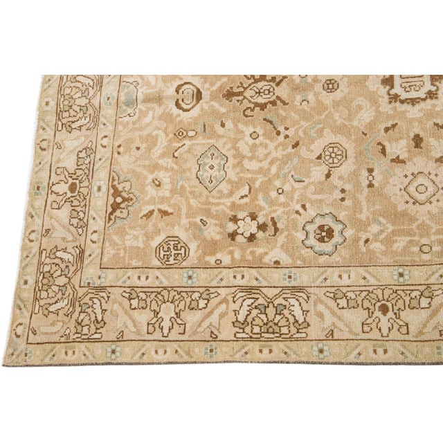 Antique Persian Malayer Handmade Beige Wool Rug With Allover Motif For Sale - Image 4 of 7