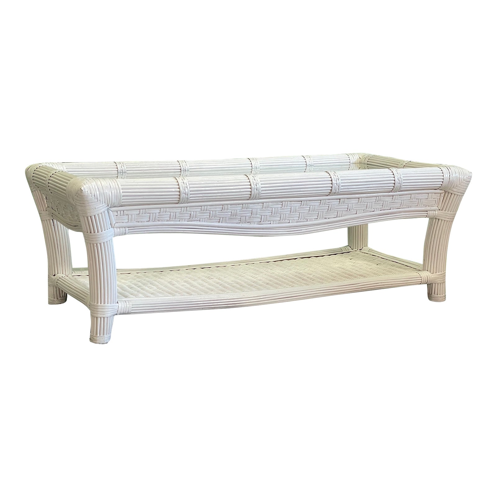 Split Reed Rattan and Wicker Coffee Table | Chairish