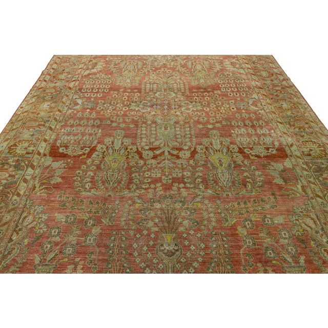 Textile Antique Malayer Style Rug With Terracotta Field and Sage Green Boteh Motifs For Sale - Image 7 of 12