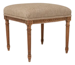 1900s French Louis XVI Upholstered Stool with Carved Legs
