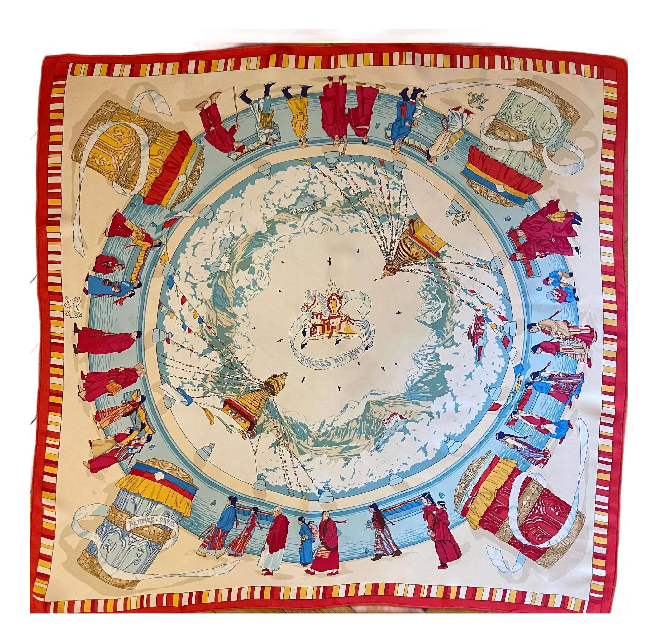 Hermes Prières Au Vent 1996 Rybaltchenko Dimitri Silk Scarf | Chairish