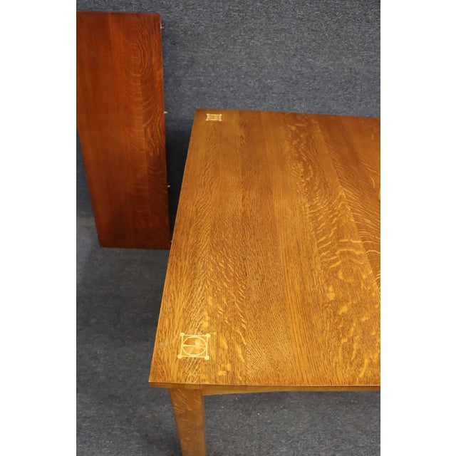 Stickley Harvey Ellis Mission Oak Extension Dining Table With Two Leaves For Sale - Image 11 of 13