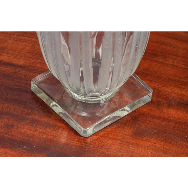 Stunning Antique French Frosted Crystal Flower Vase Art Deco Style Home Decor For Sale - Image 9 of 11