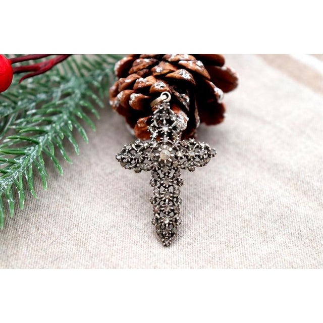 Gold Cross Pendant with Paw Print and Diamonds For Sale - Image 5 of 7