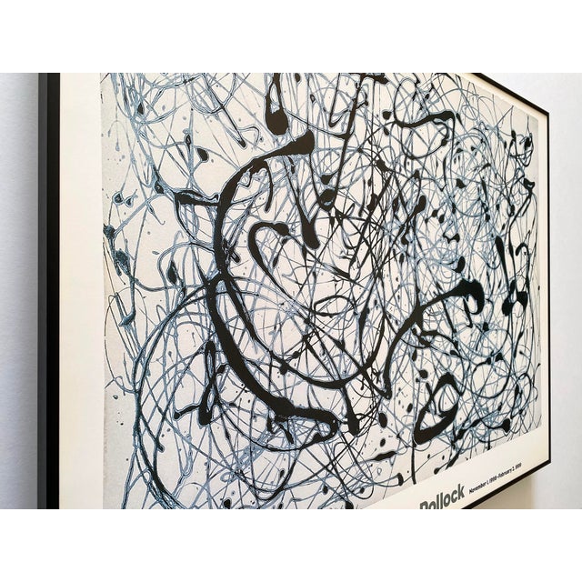 Metal Jackson Pollock Vintage 1998 Abstract Expressionist Lithograph Print Framed Modernist Exhibition Poster " Number 14 : Gray " 1948 For Sale - Image 7 of 17