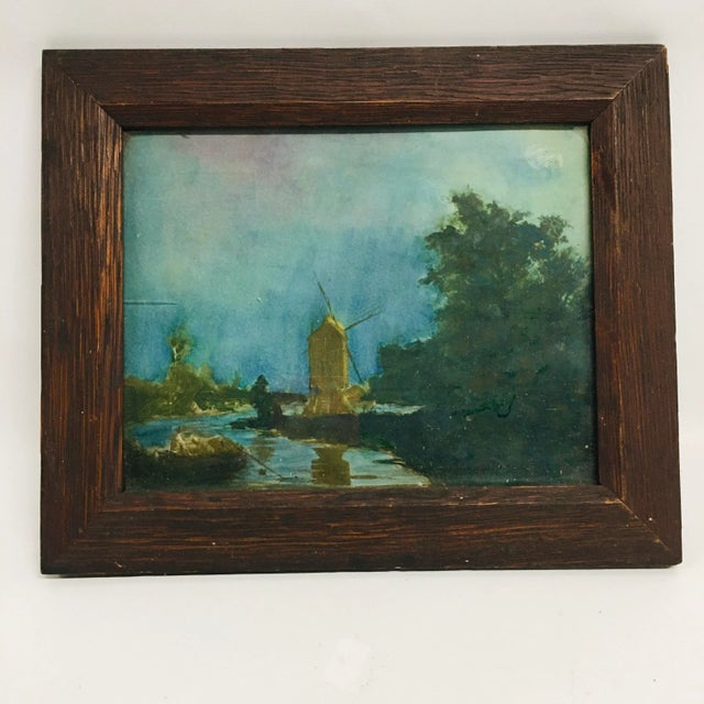 Mid 20th Century Expressionist Style Watercolor Painting of a Mill, Framed For Sale - Image 4 of 4