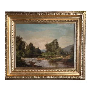 19th Century American School Oil on Canvas of Fisherman