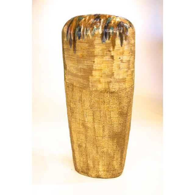 Mediterranean 5 Foot Tall Handcrafted Ceramic Cone 5 Fired Palm Springs Pottery Vase Sculpture by Mark Wade For Sale - Image 4 of 4