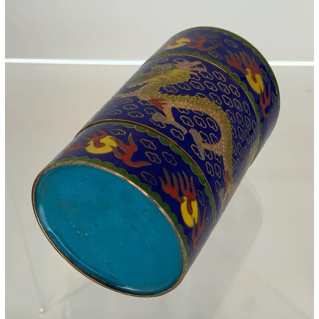 Vintage Chinese Cloisonné Jewelry Box With Dragons. For Sale - Image 9 of 10