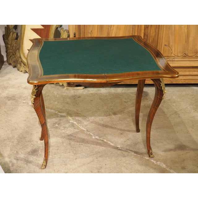 19th Century French Louis XV Style Rosewood Marquetry Console and Game Table For Sale - Image 14 of 18
