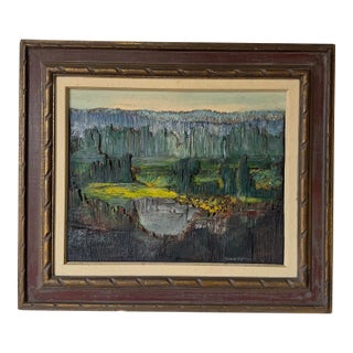 Gerardo Belfiore (1914–2002) Collage Expressionist Abstract Landscape Painting, Wood Framed For Sale