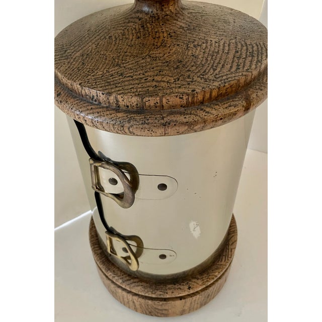 Wood Maria Pergay Style Wood, Chrome & Brass Double Buckle Table Lamp From 70's For Sale - Image 7 of 8