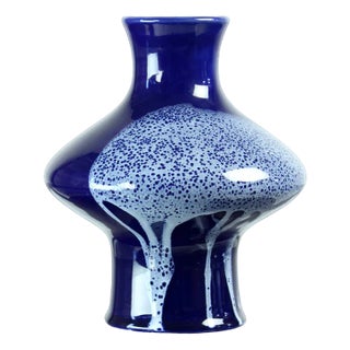 Mid-Century Blue Ceramic Vase, Former Czechoslovakia, 1960s For Sale