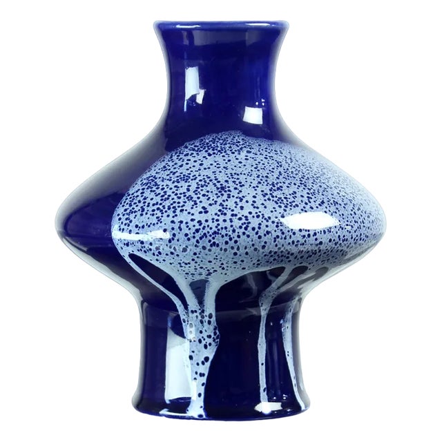 Mid-Century Blue Ceramic Vase, Former Czechoslovakia, 1960s For Sale