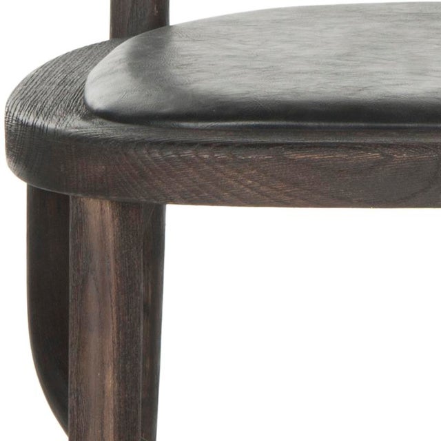 2020s Kenny 19''H Side Chair with Brass Nailheads in Antique Black & Dark Umber - a Pair For Sale - Image 5 of 6