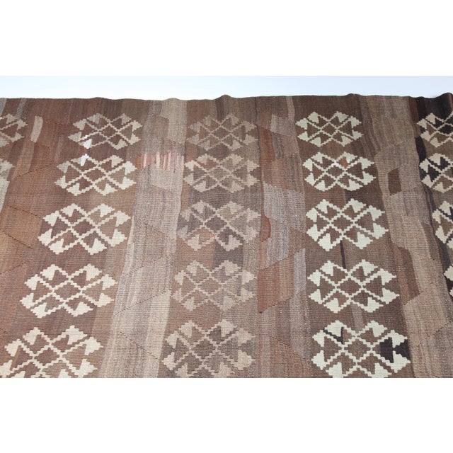 Vintage Anatolian Flatweave Kilim in Earthy Brown Tones - 5' 11'' X 8' 7'' For Sale - Image 9 of 12