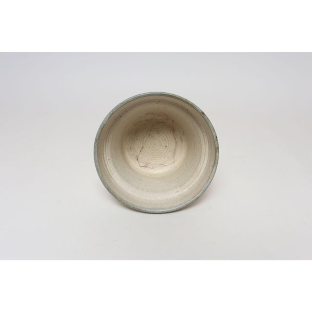 Vintage Green, Blue, and Beige Sgraffito Ceramic Planter by Deanna Nichols For Sale - Image 4 of 12