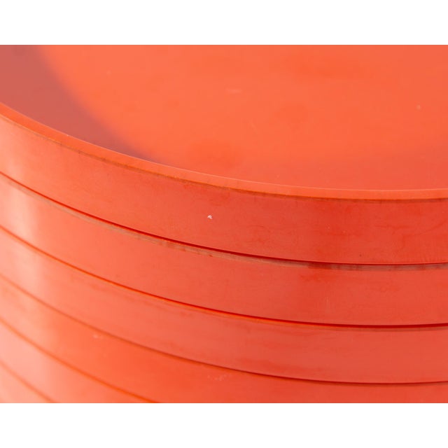 1960s Orange Melamine Stackable Dinner Plates, Set of 11 by Massimo Vignelli for Heller For Sale - Image 5 of 9