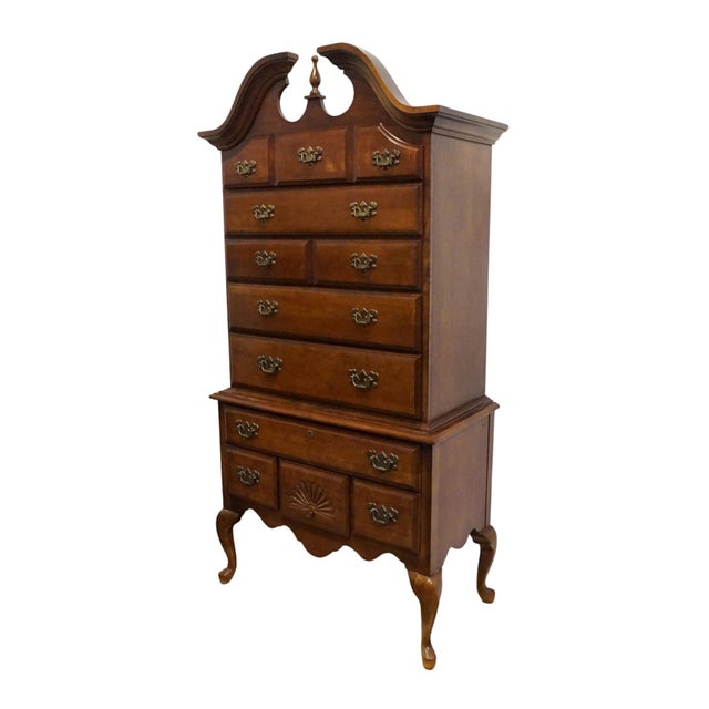 AMERICAN DREW Solid Cherry Traditional Queen Anne 38" Pediment Highboy Chest 76-292 / 76-293 76.5" High 38" Wide 20" Deep...