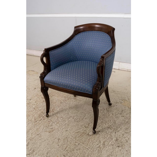 Age: C.1950s Details: Ornate Carved Dolphin Fish Arms Quality Construction Regency Style On Wheel Caster Feet...