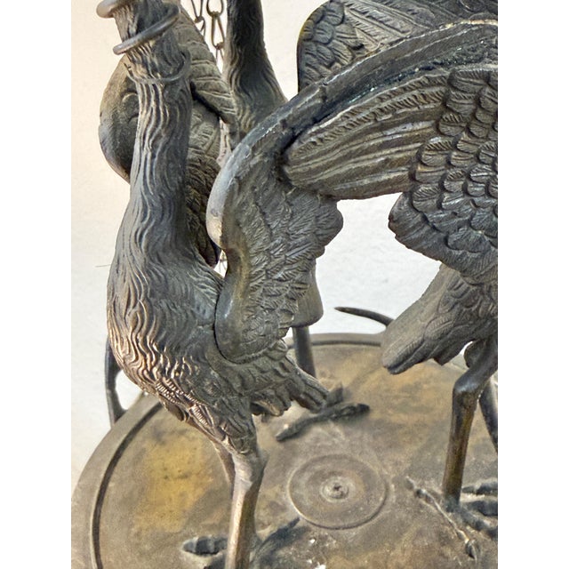 Gray 19th Century Large Bronze Grand Tour Neo Classical Pompeiian Tripod Heron Oil Lamp For Sale - Image 8 of 18