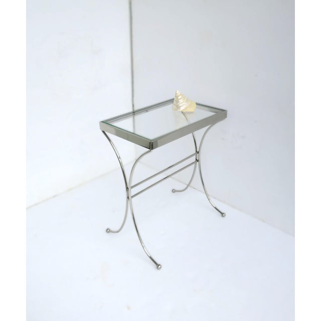 Chrome Glass Side Drinks Table, Midcentury Modern, Circa Mid-20th Century For Sale In New York - Image 6 of 10