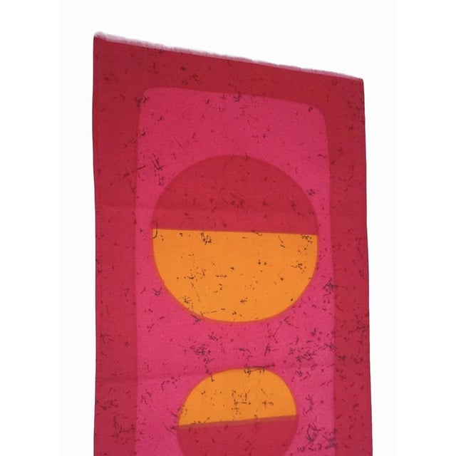 Mid-century screen-printed wall hanging. Signed by the german artist Traute Sänger Unused, very rare find in this...