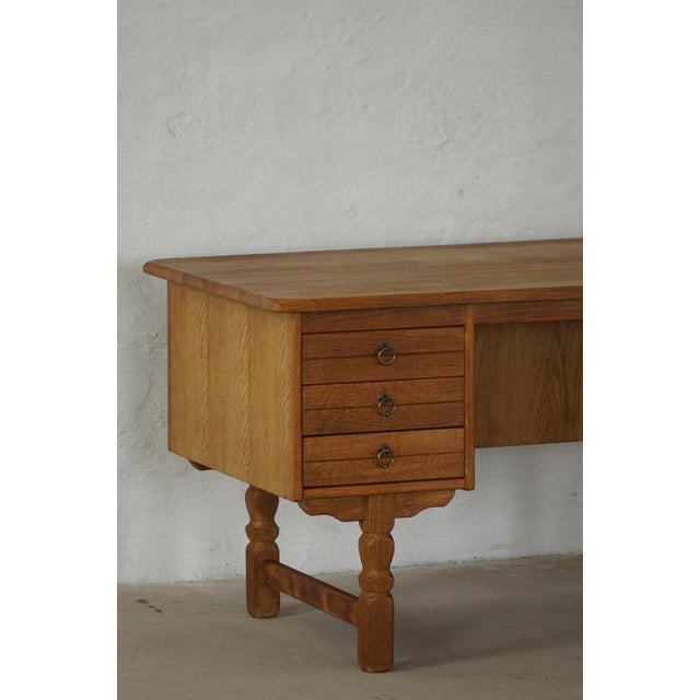 Mid-Century Modern Danish Freestanding Desk in Oak attributed to Henning Kjærnulf, 1950s For Sale - Image 12 of 18