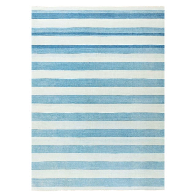 Doris Leslie Blau Vintage Indian Dhurrie Striped Rug For Sale