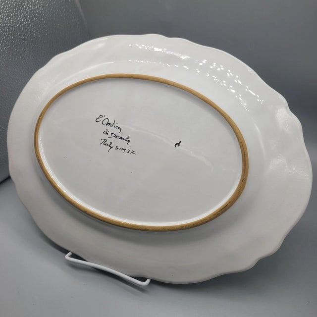 1990s Vintage MCM Deruta Ceramic Majolica Trout Fish Lemon Oval Platter For Sale - Image 5 of 5
