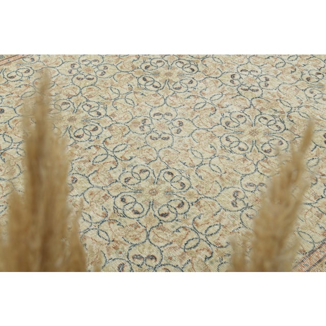 Textile 1970s Vintage Turkish Oushak Handmade Wool Cotton Beige Area Rug For Sale - Image 7 of 12