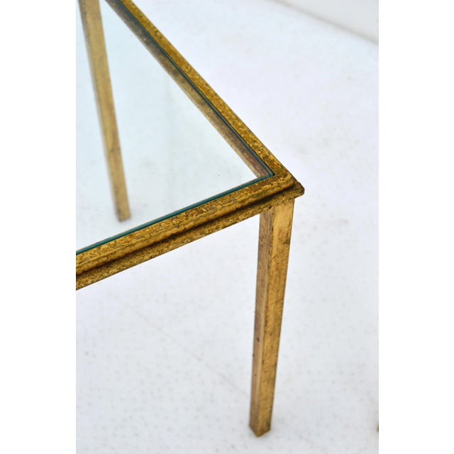 Metal Maison Lancel Brass & Clear Glass Top Side / End Tables - Pair For Sale - Image 7 of 13