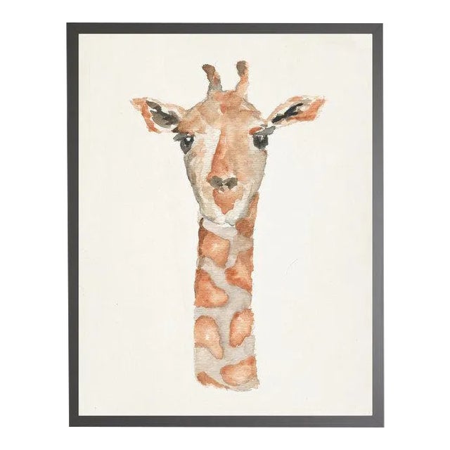 Watercolor Giraffe Framed Print - 23" X 29" For Sale