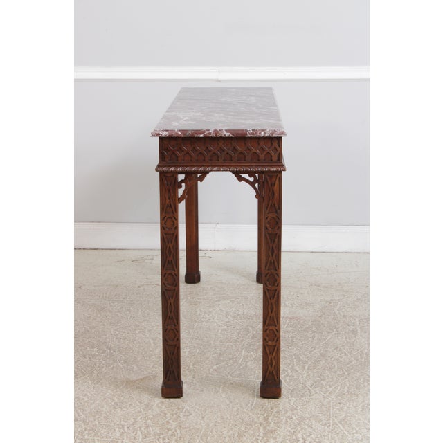 1980s Henredon Mahogany Marble Top Console Table For Sale - Image 5 of 15