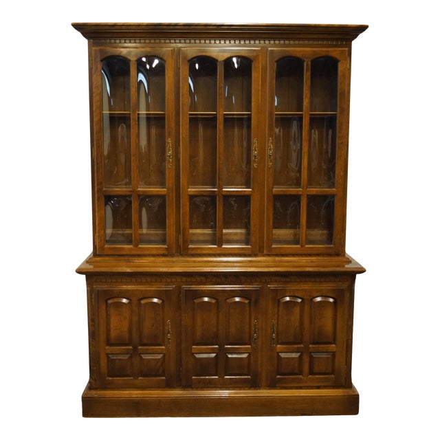 Ethan Allen Classic Manor Solid Maple 56" Buffet W. Display China