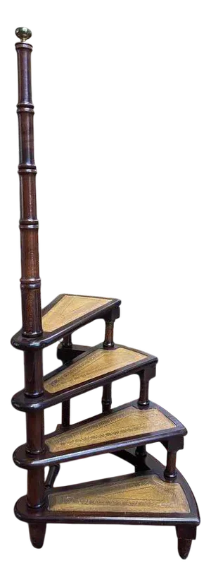 Mahogany and Leather Library Stepladder